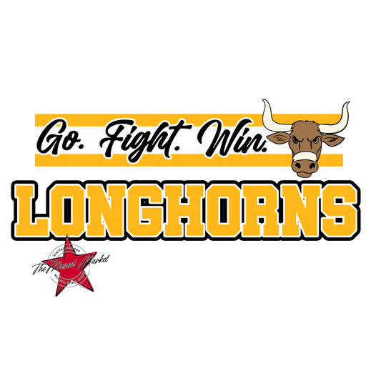 Longhorns Go Fight Win Mascot Lines-Yellow