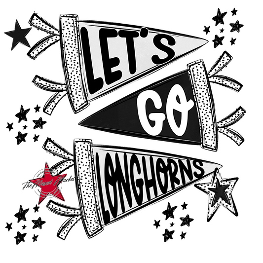 Longhorns Let's Go Flag Design-Black