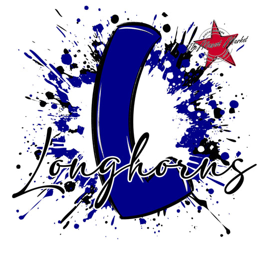 Longhorns Mascot Splatter-Blue
