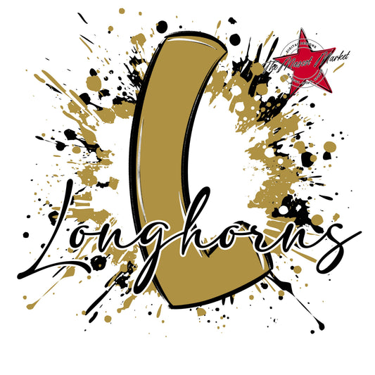 longhorns Mascot Splatter-Gold