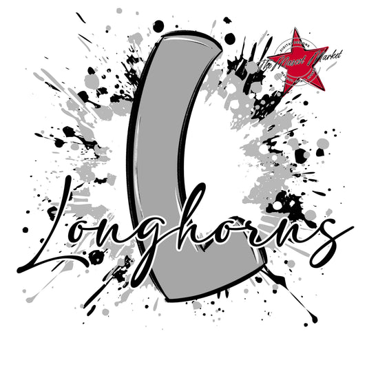 Longhorns Mascot Splatter-Grey