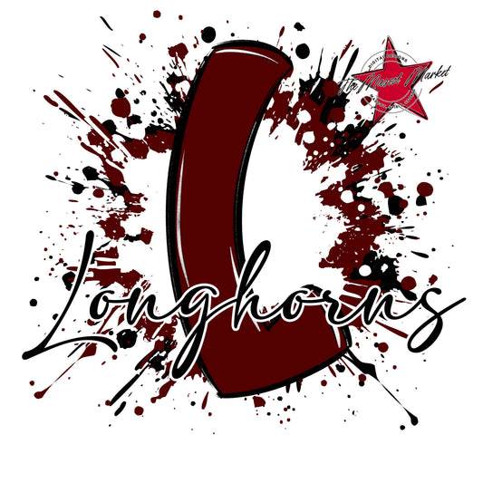 Longhorns Mascot Splatter-Maroon