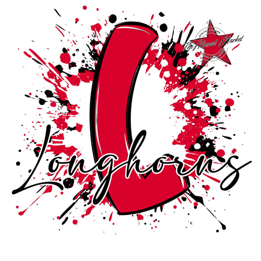 Longhorns Mascot Splatter-Red