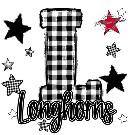 Longhorns Plaid Star Design-Black