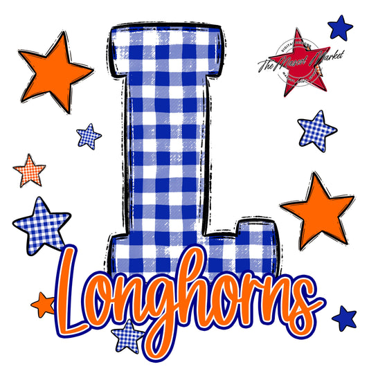 Longhorns Plaid Star Design-Blue & Orange