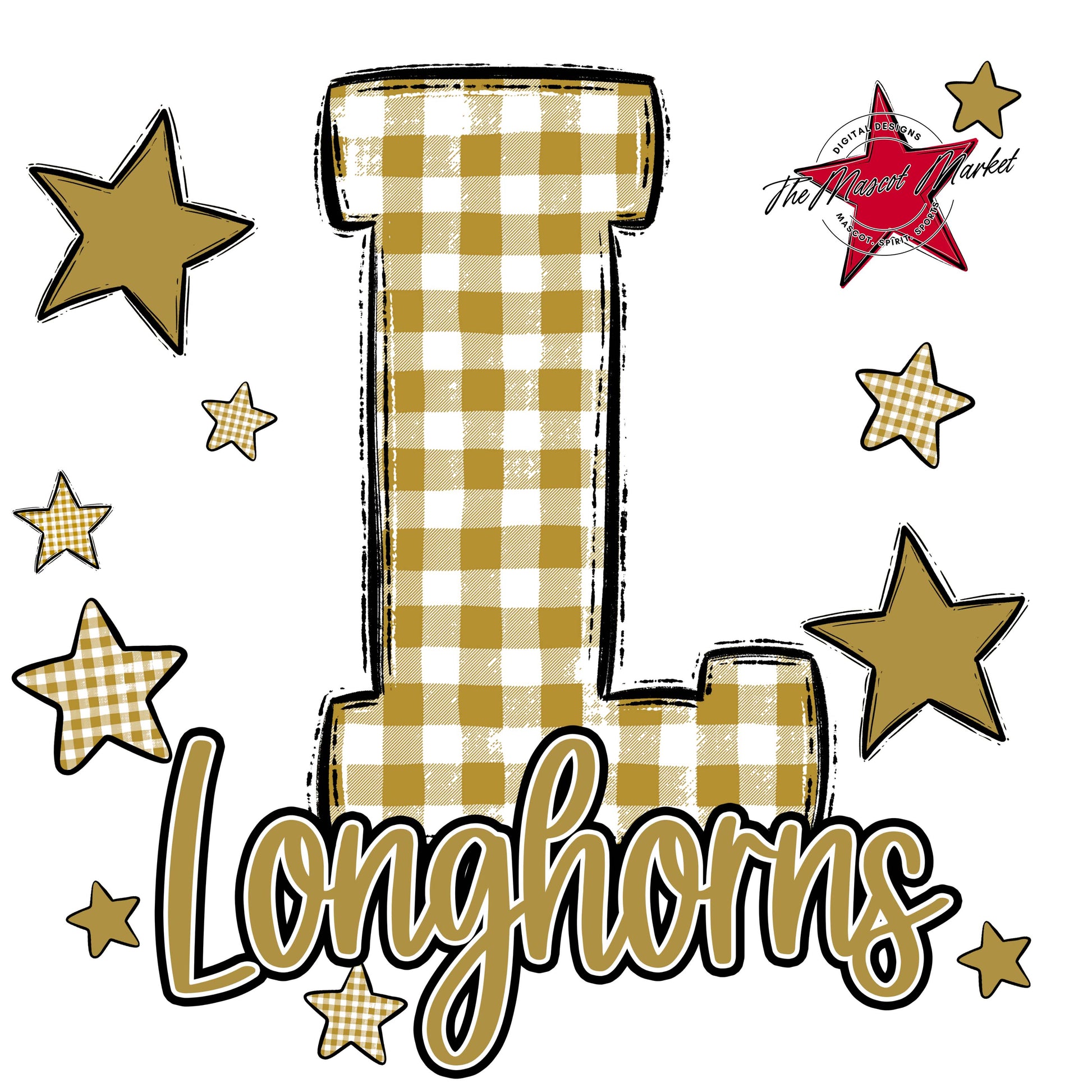 longhorns Plaid Star Design-Gold