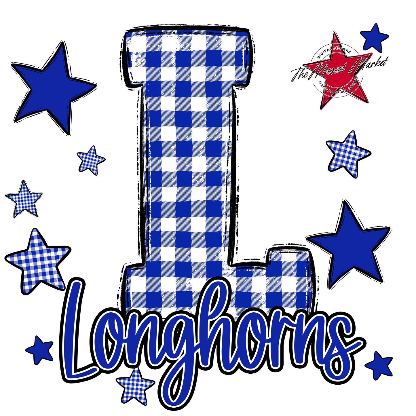 Longhorns Plaid Star Design-Royal Blue