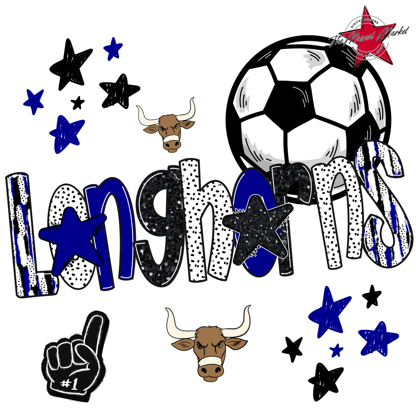 Longhorns Soccer Scrape-Blue