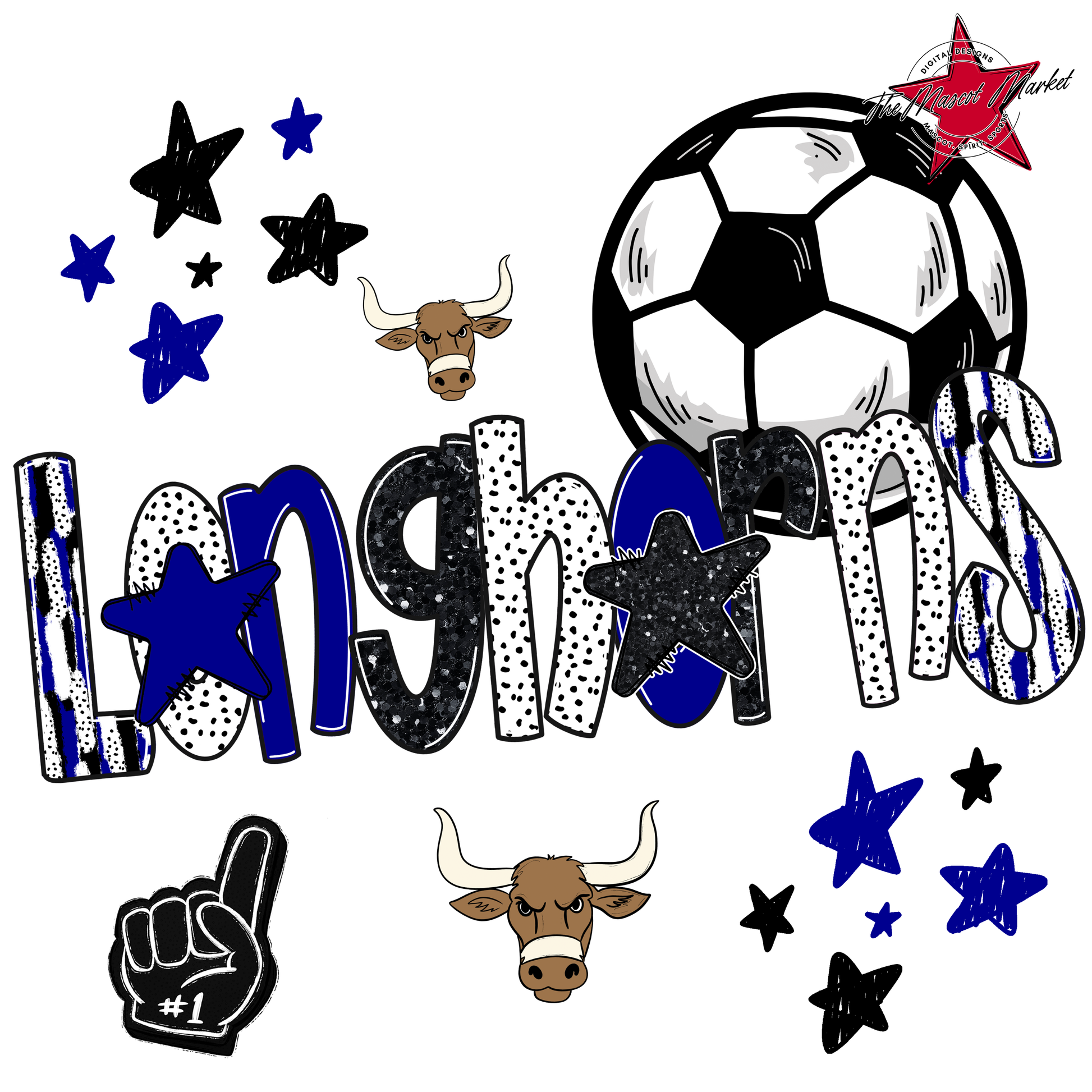 Longhorns Soccer Scrape-Blue