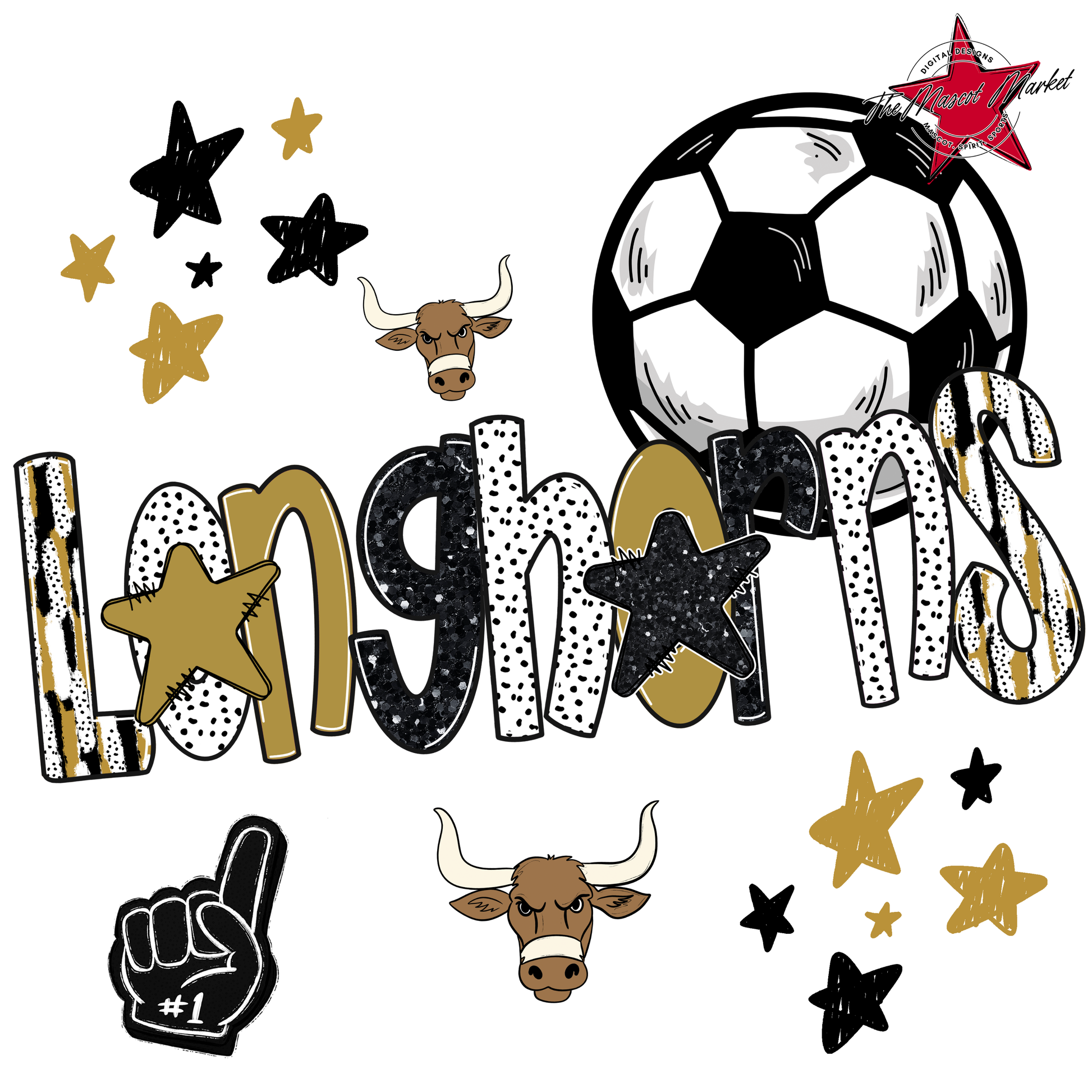 Longhorns Soccer Scrape-Gold