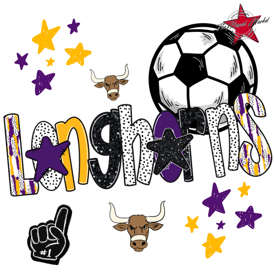 Longhorns Soccer Scrape-Purple-Yellow