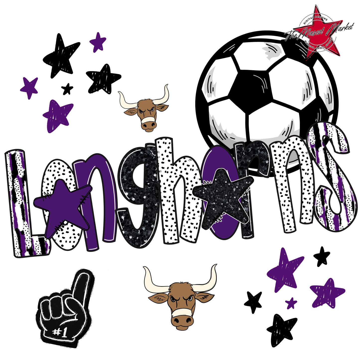 Longhorns Soccer Scrape-Purple