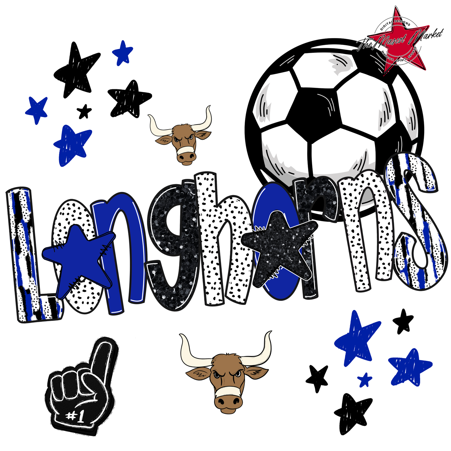 Longhorns Soccer Scrape-Royal Blue