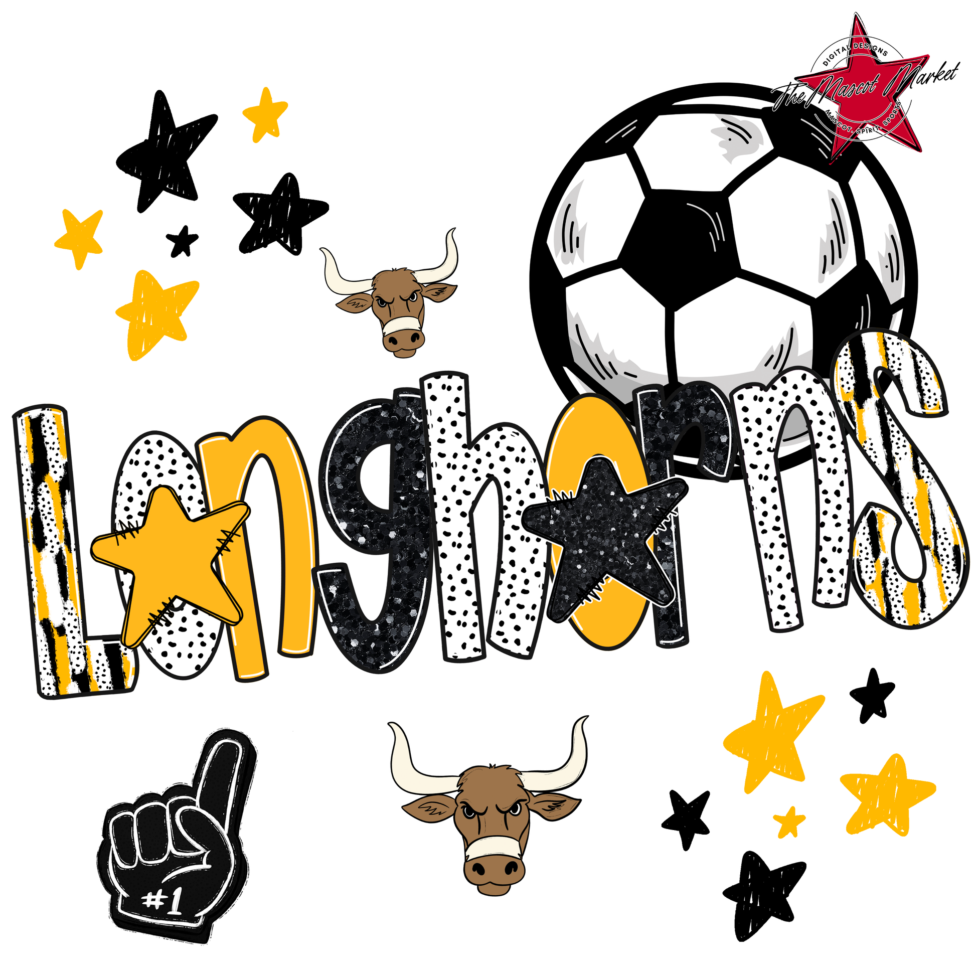 Longhorns Soccer Scrape-Yellow