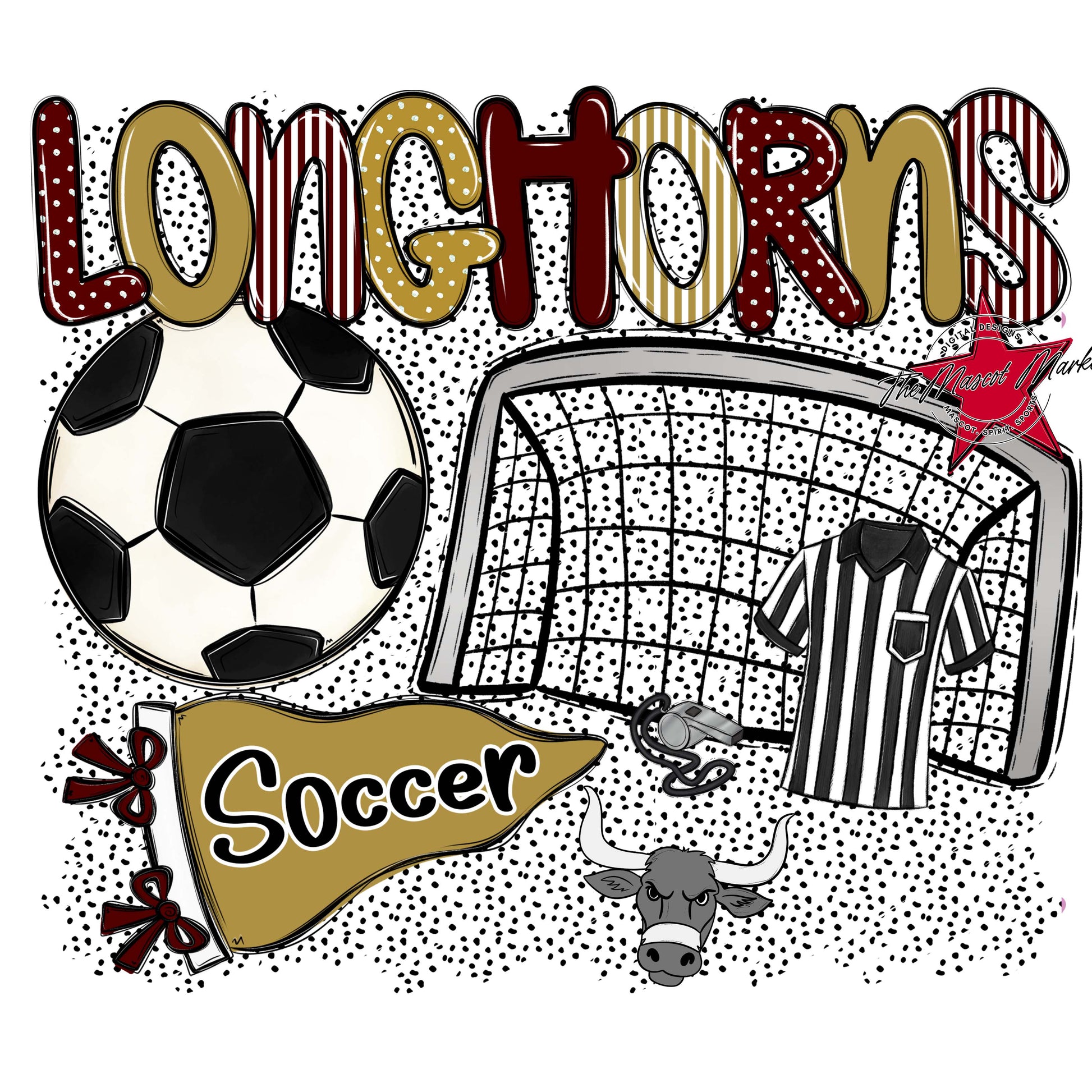 Longhorns Soccer Spirit-Maroon & Gold
