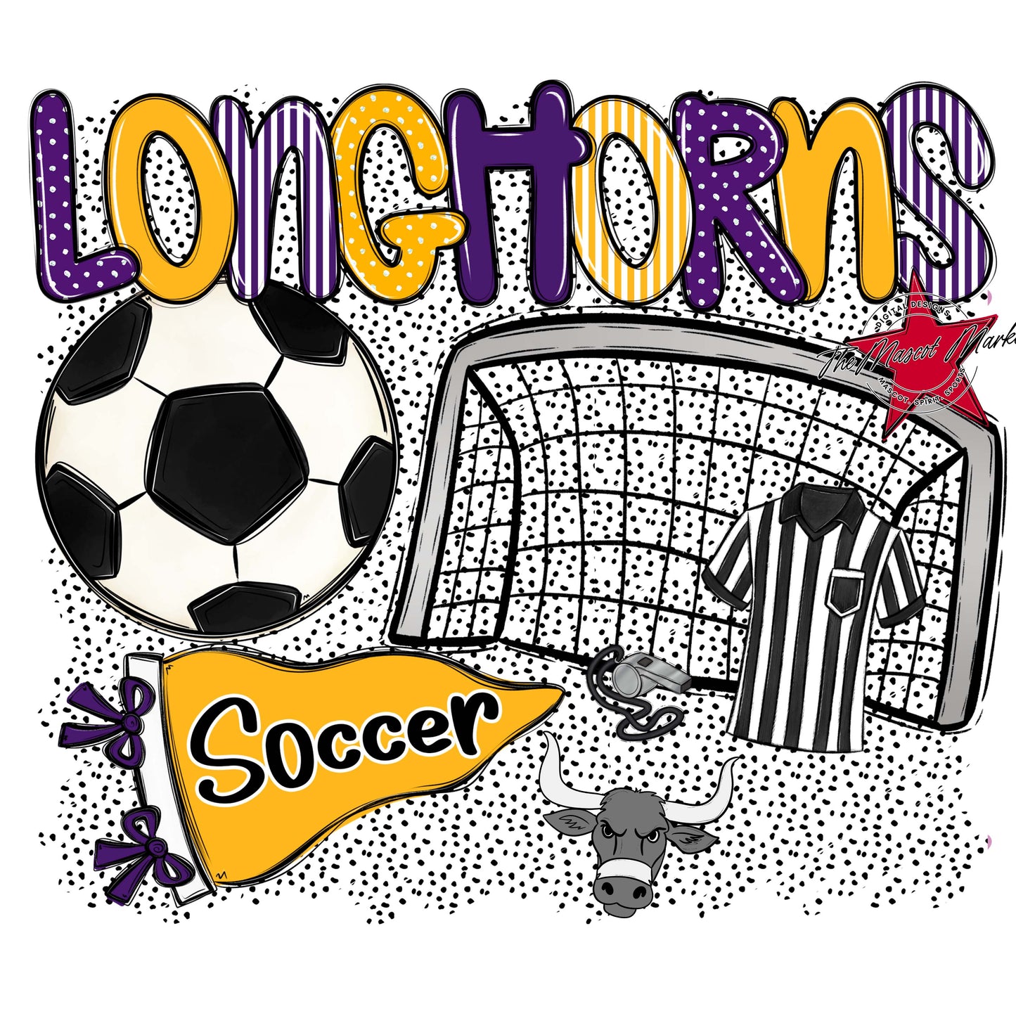 Longhorns Soccer Spirit-Purple & Yellow