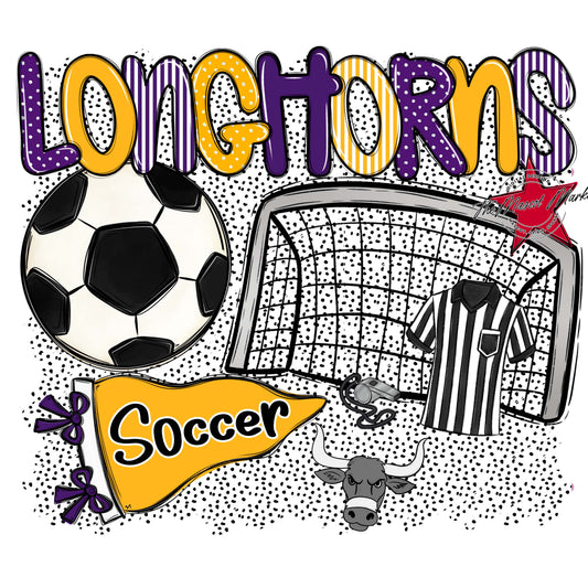 Longhorns Soccer Spirit-Purple & Yellow