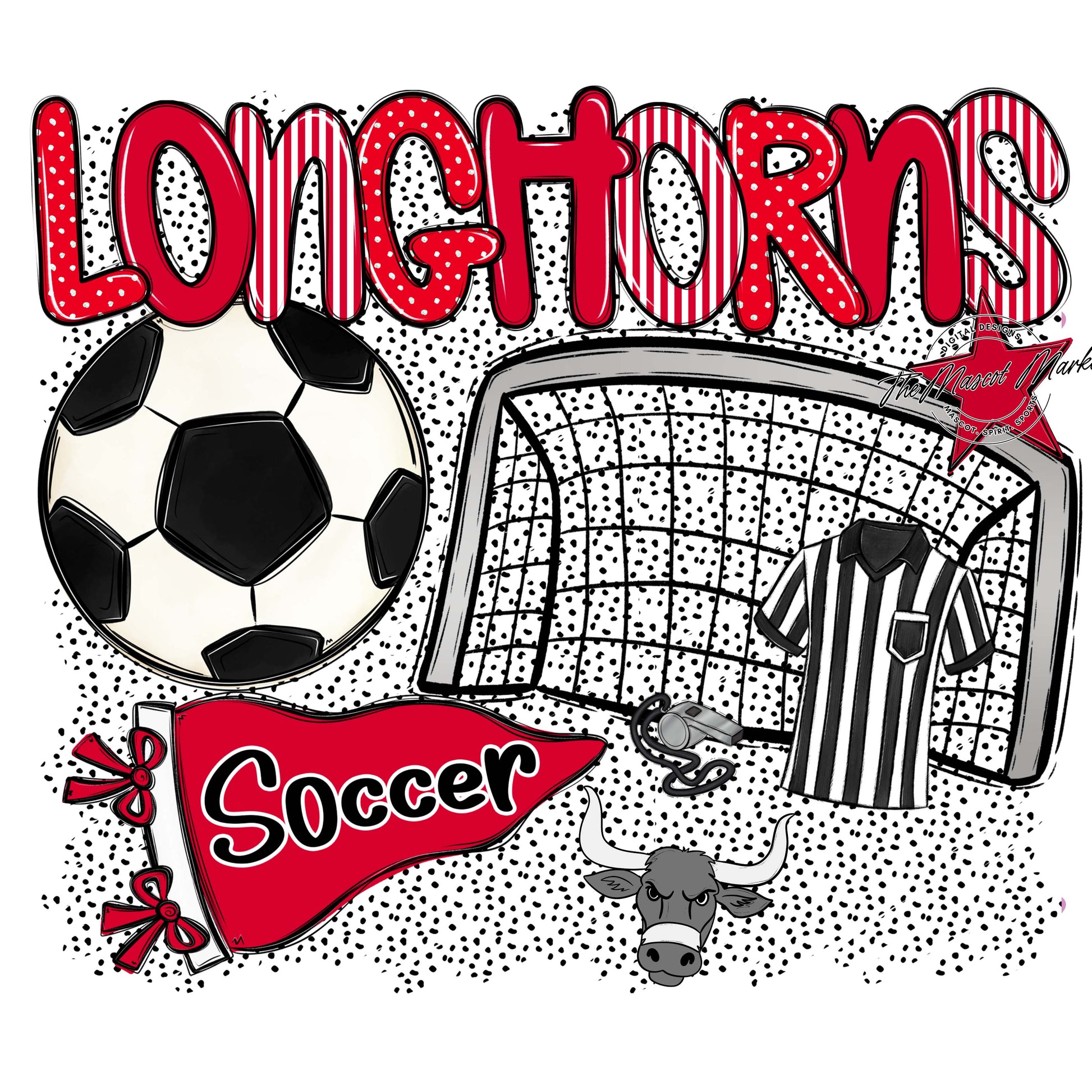 Longhorns Soccer Spirit-Red