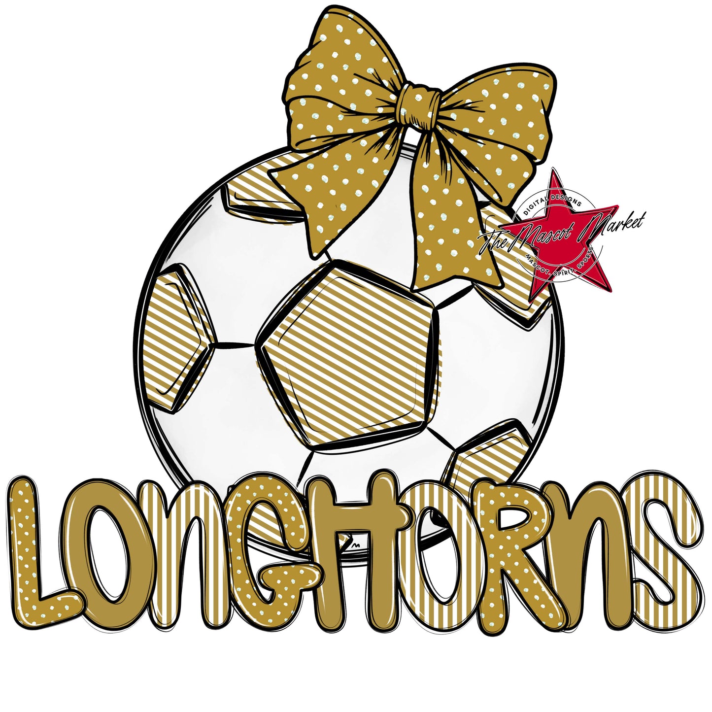 longhorns Soccer Spirit Design-Gold