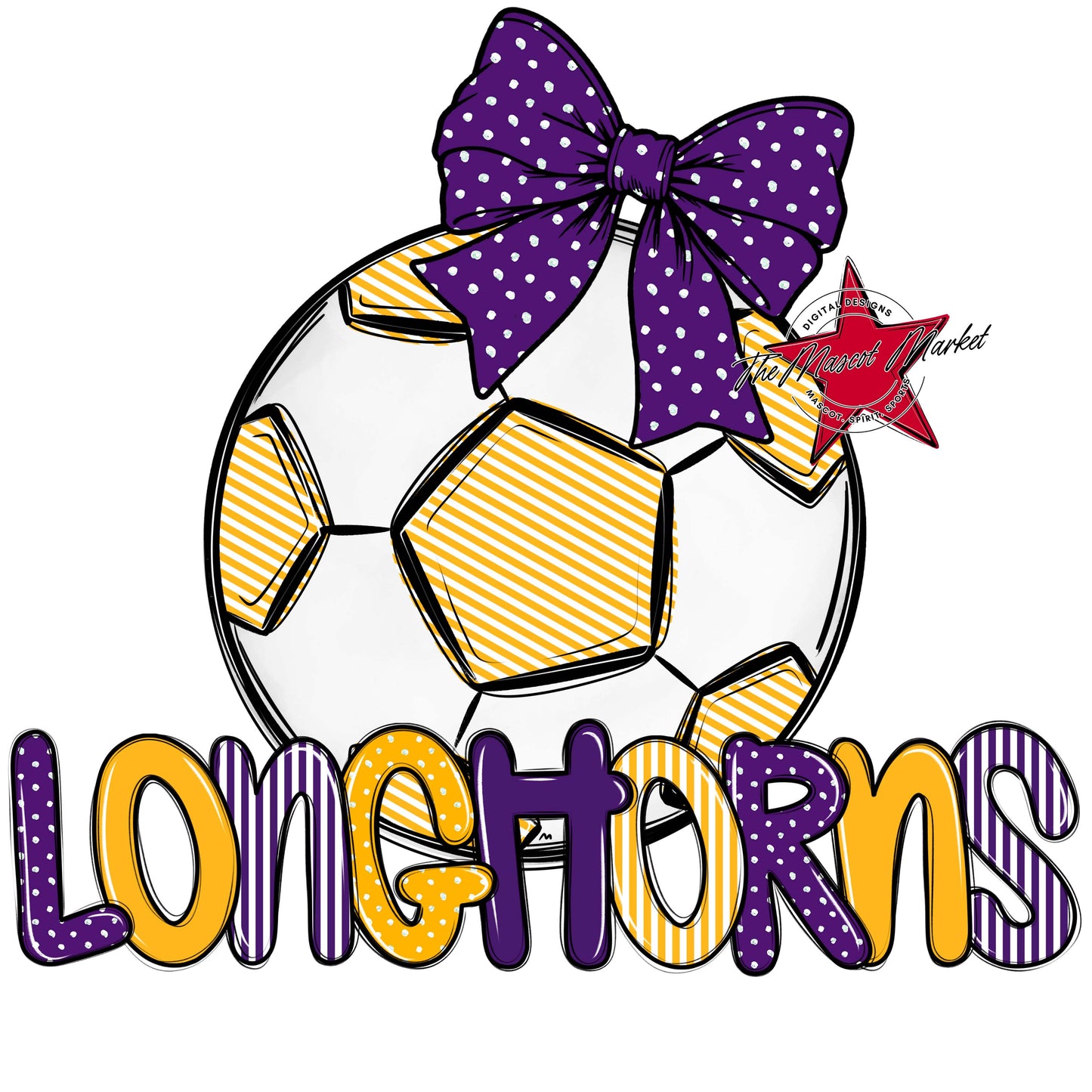 Longhorns Soccer Spirit Design-Purple & Yellow