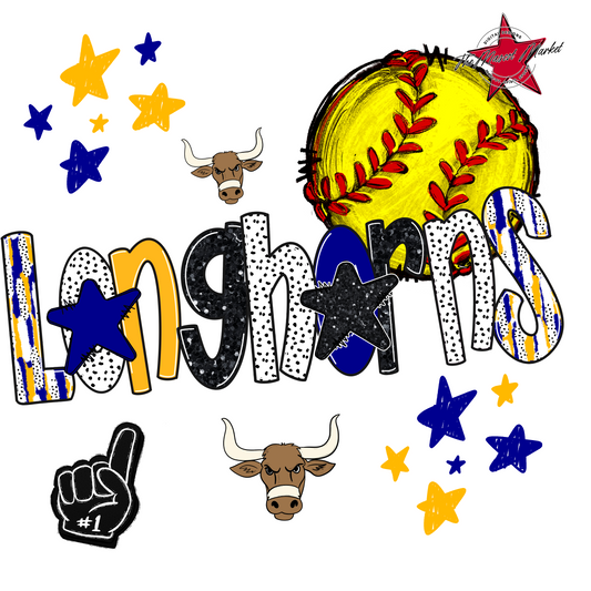 Longhorns Softball Scrape-Blue-Yellow
