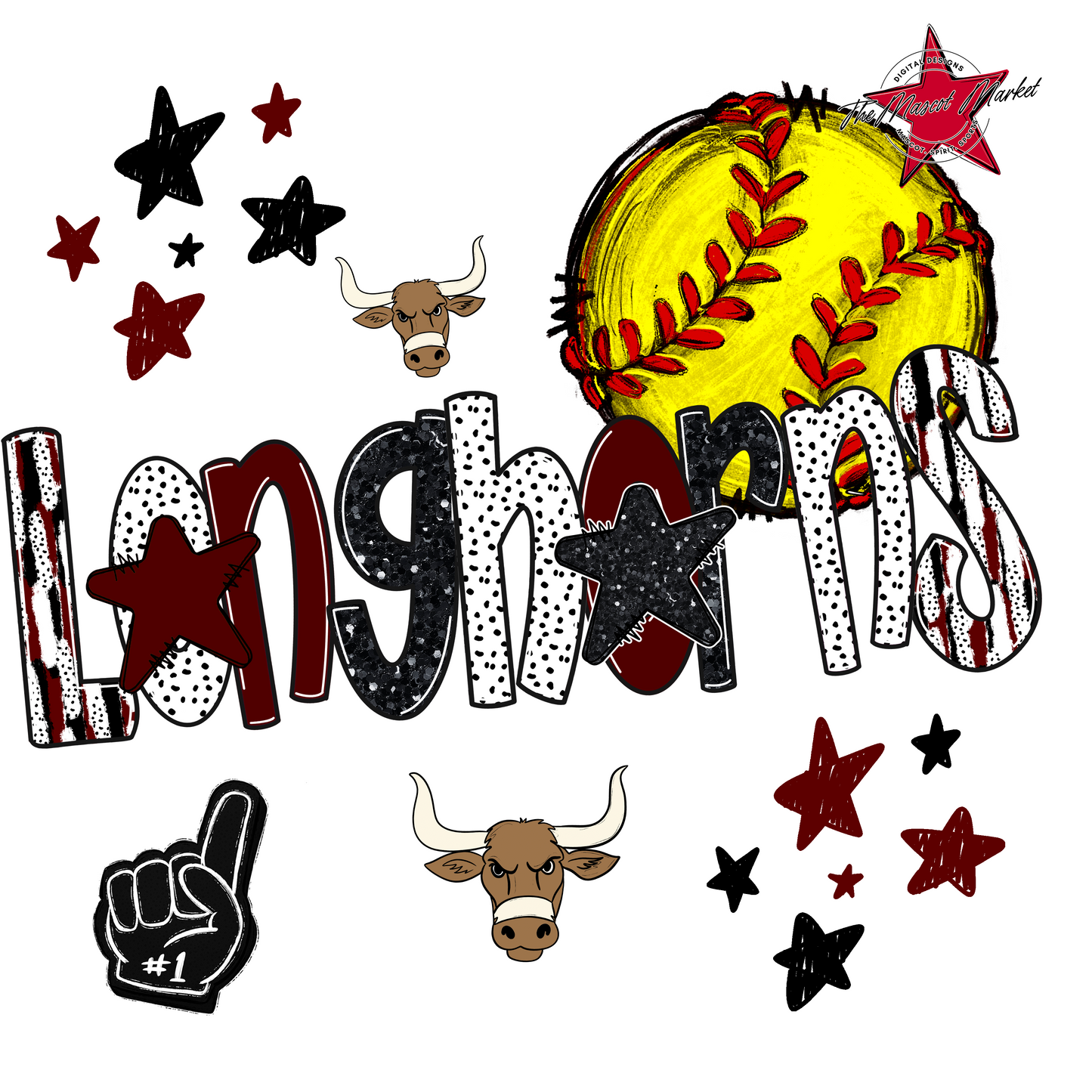 Longhorns Softball Scrape-Maroon