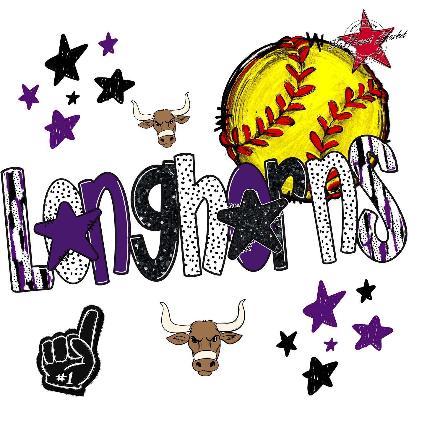 Longhorns Softball Scrape-Purple