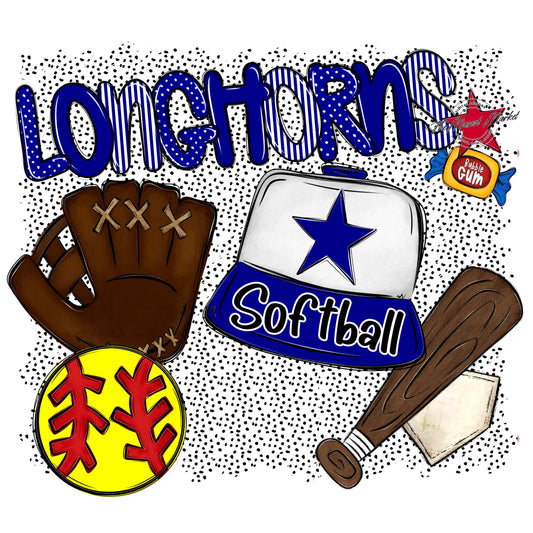 Longhorns Softball Spirit-Blue