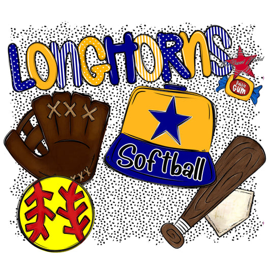 Longhorns Softball Spirit-Blue & Yellow
