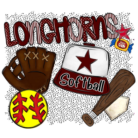 Longhorns Softball Spirit-Maroon