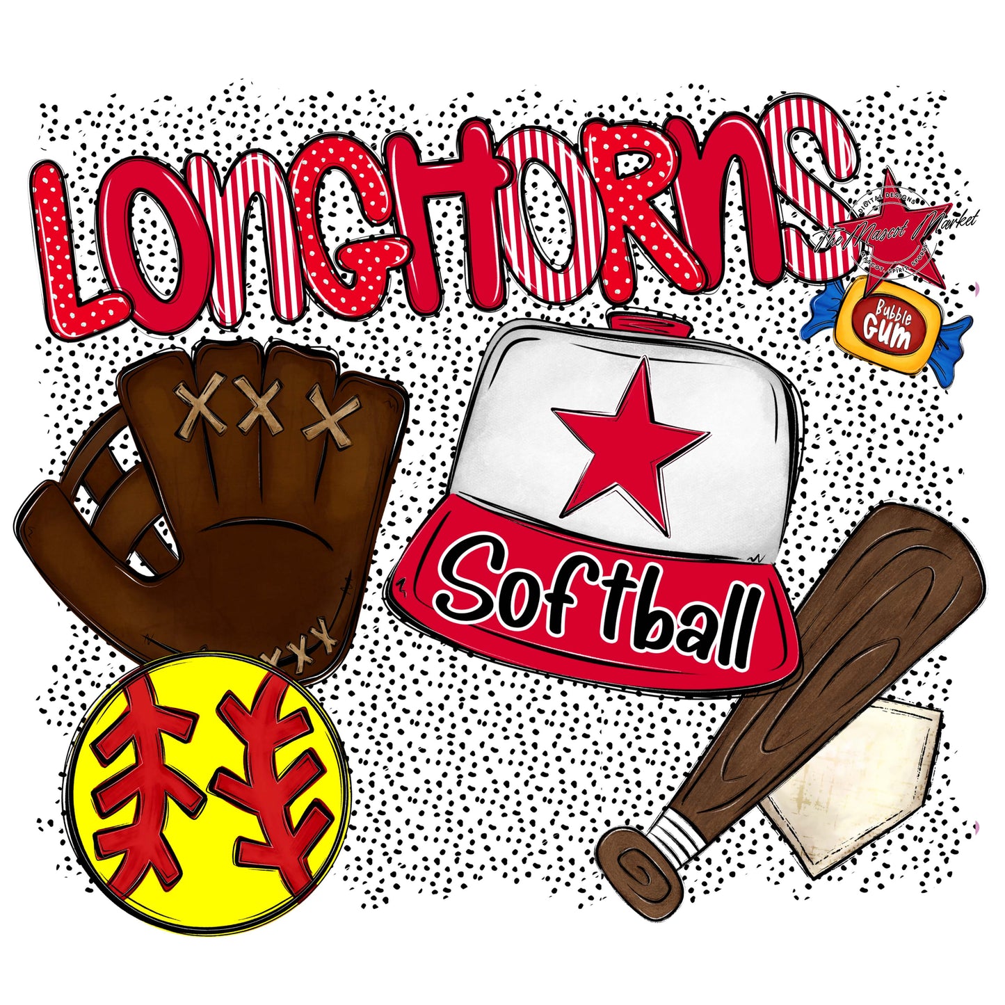 Longhorns Softball Spirit-Red