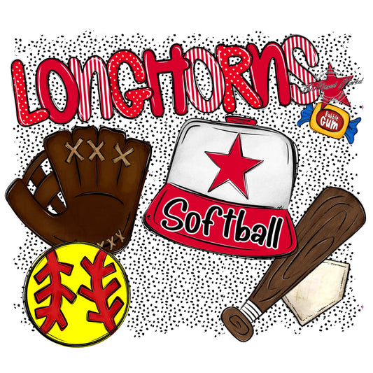 Longhorns Softball Spirit-Red