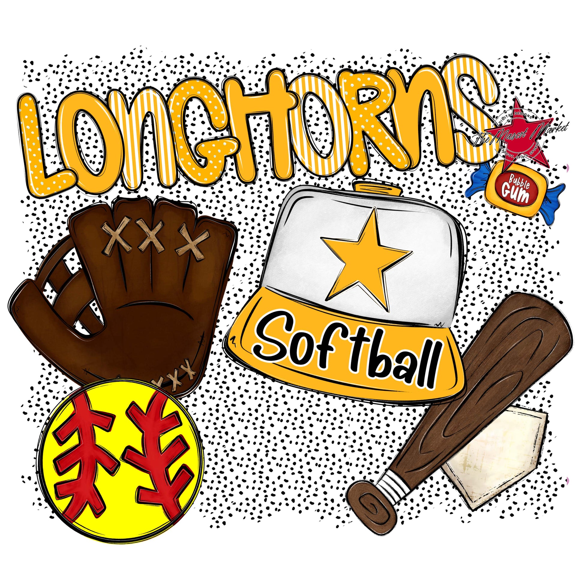 Longhorns Softball Spirit-Yellow