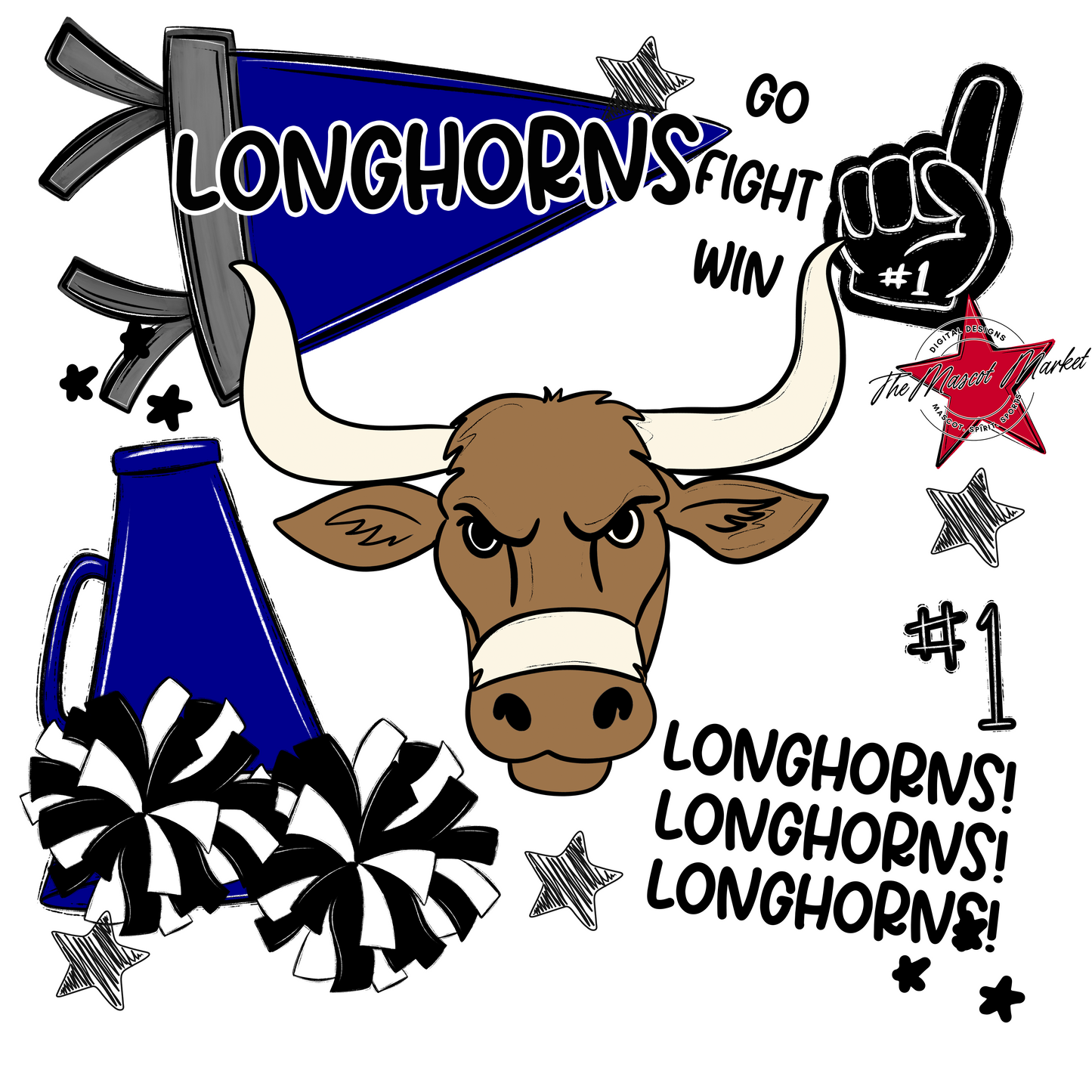 Longhorns Spirit Design-Blue