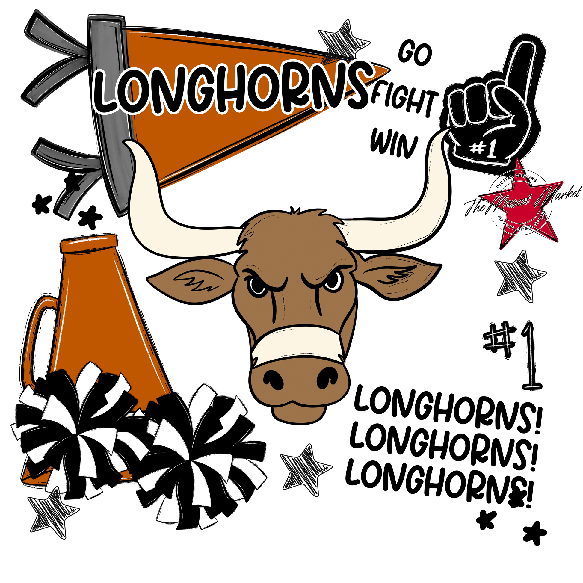 Longhorns Spirit Design-Burnt Orange