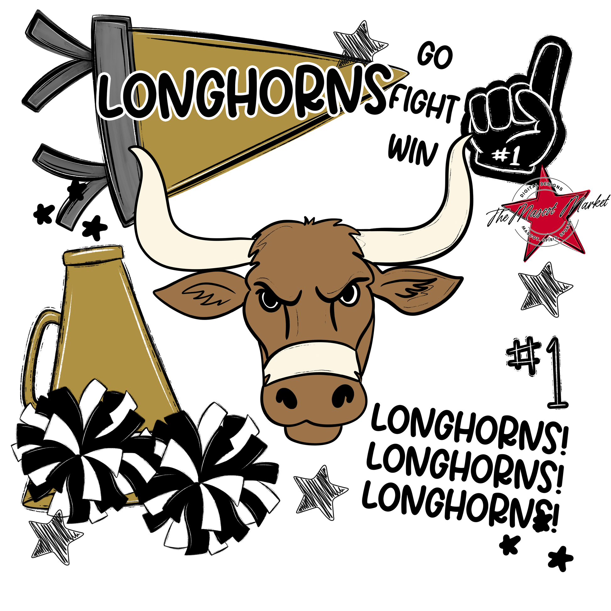 Longhorns Spirit Design-Gold