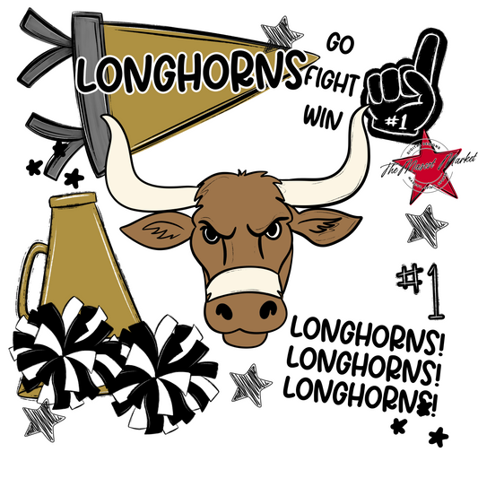Longhorns Spirit Design-Gold