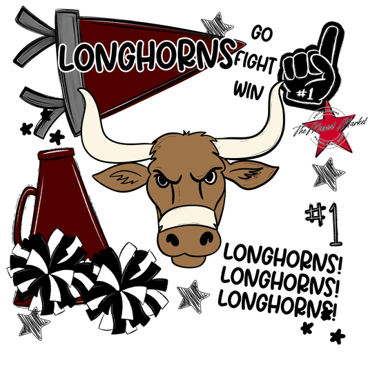 Longhorns Spirit Design-Maroon