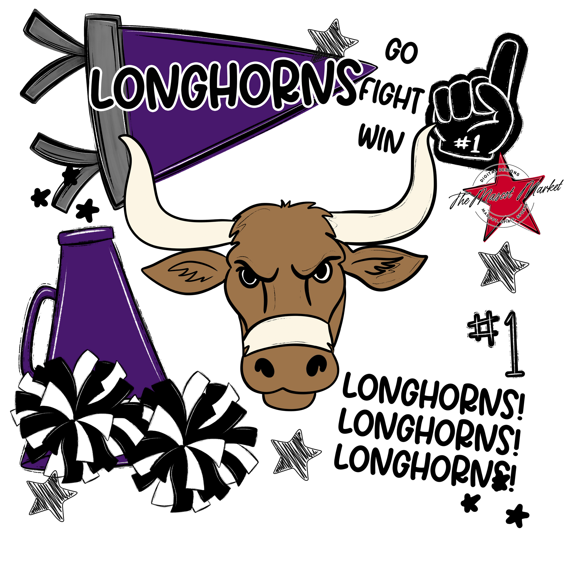 Longhorns Spirit Design-Purple