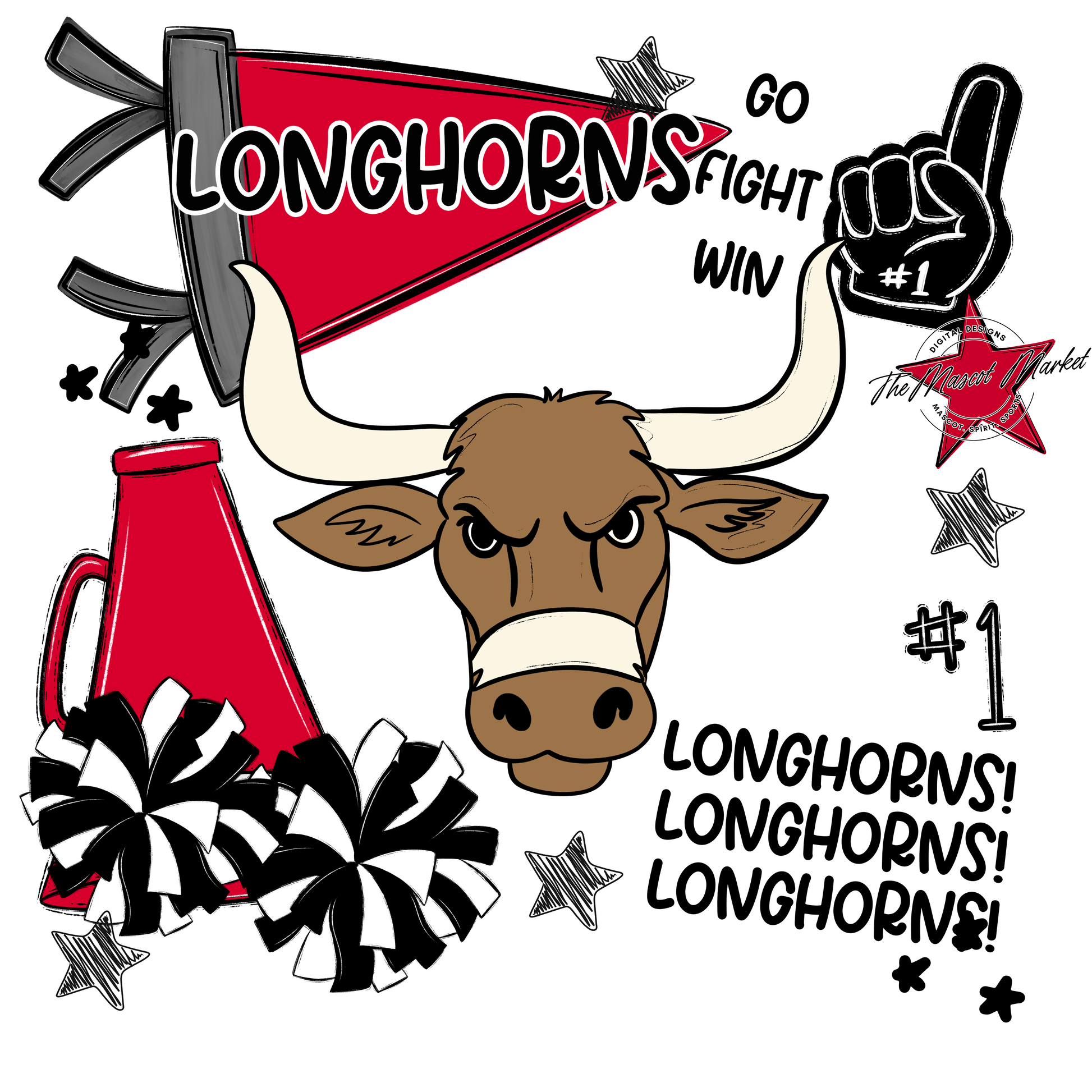 Longhorns Spirit Design-Red