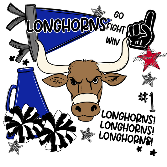 Longhorns Spirit Design-Royal Blue