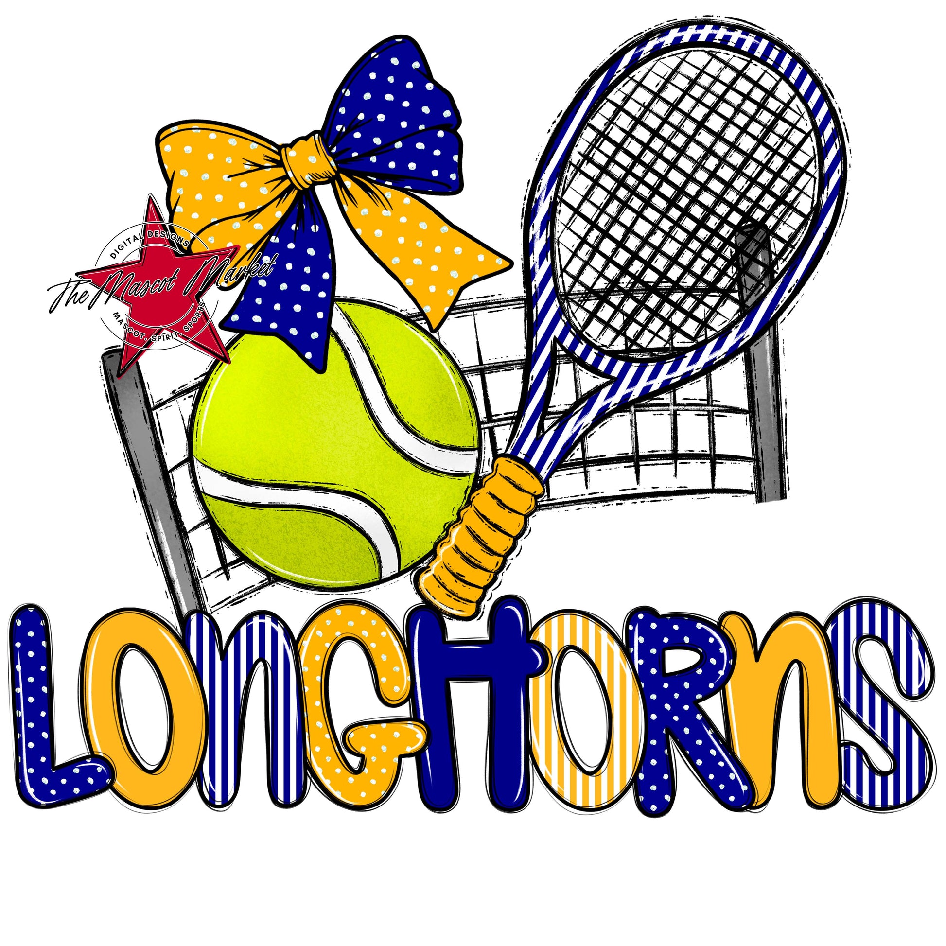 Longhorns Tennis Spirit Design-Blue & Yellow