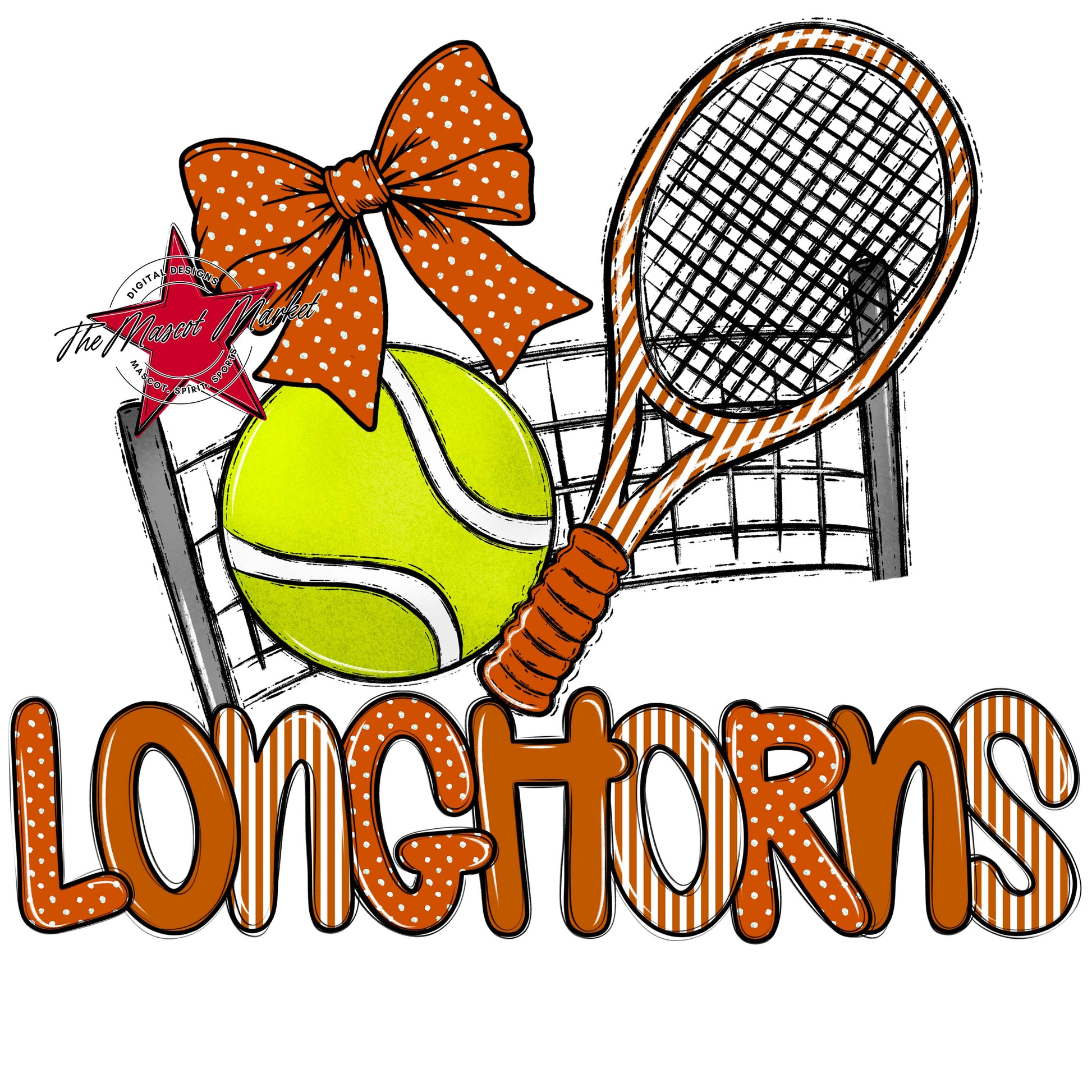 Longhorns Tennis Spirit Design-Burnt Orange