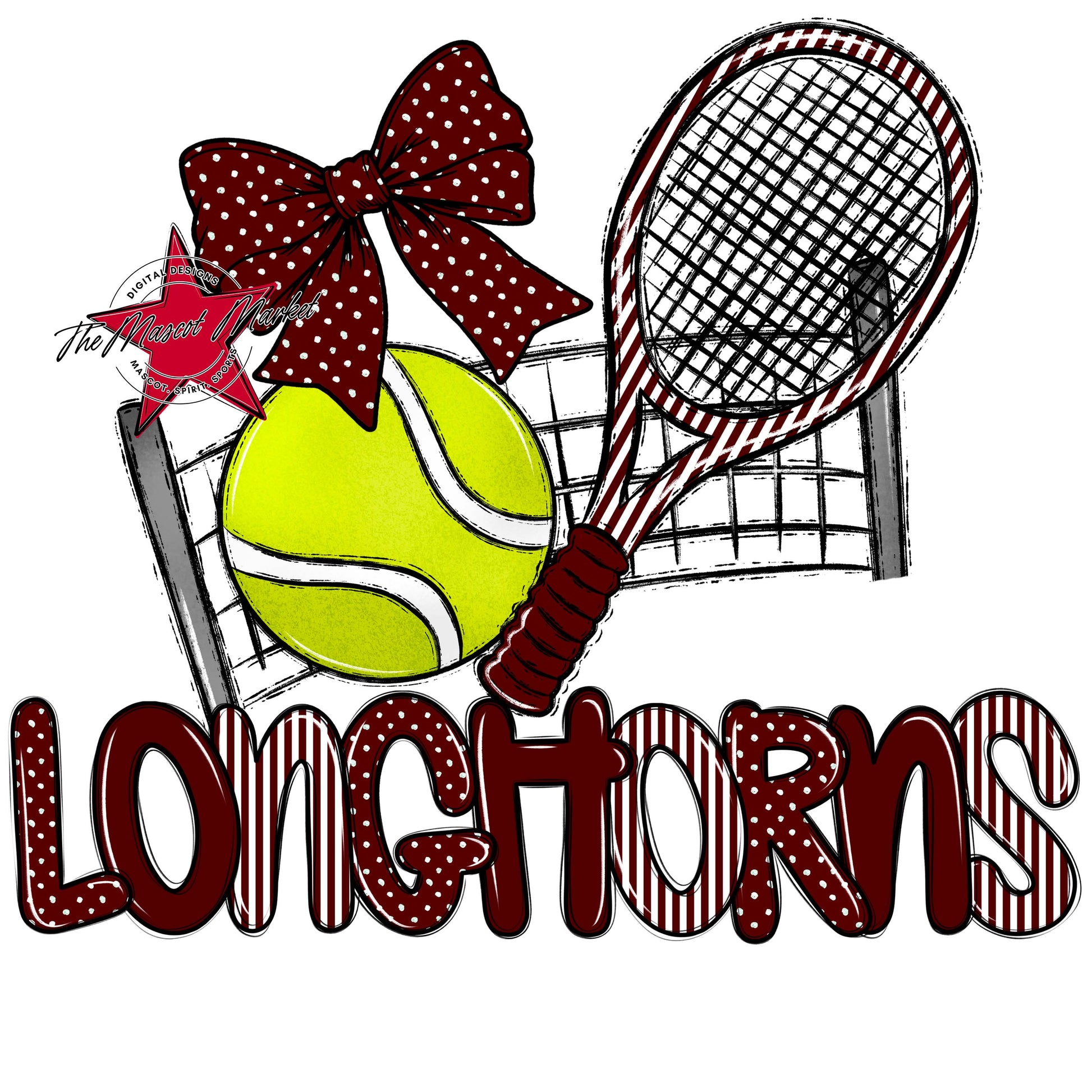 Longhorns Tennis Spirit Design-Maroon
