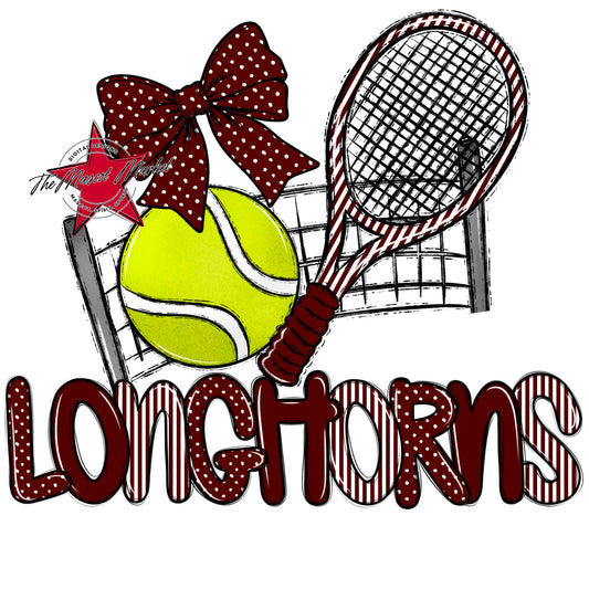 Longhorns Tennis Spirit Design-Maroon