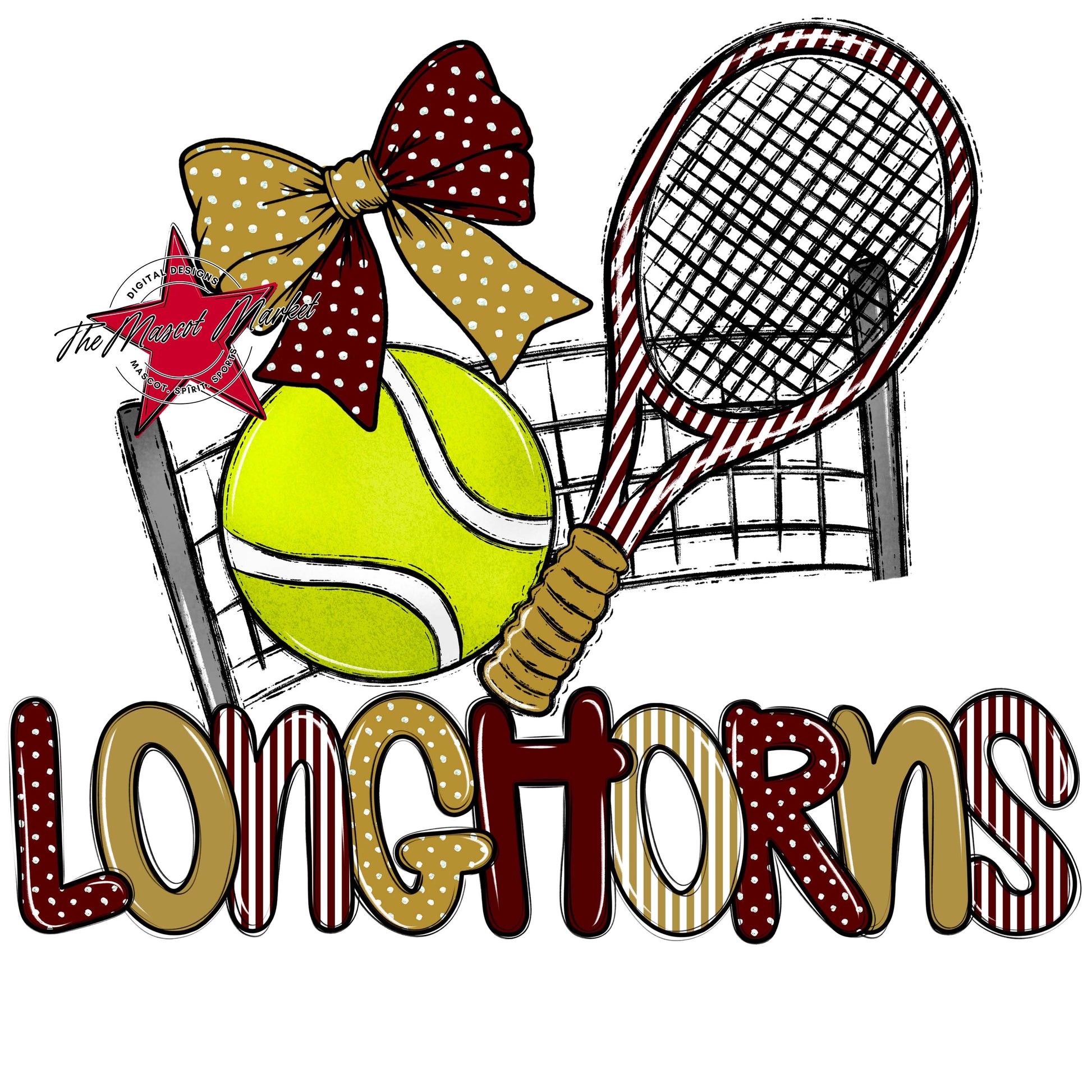 Longhorns Tennis Spirit Design-Maroon & Gold