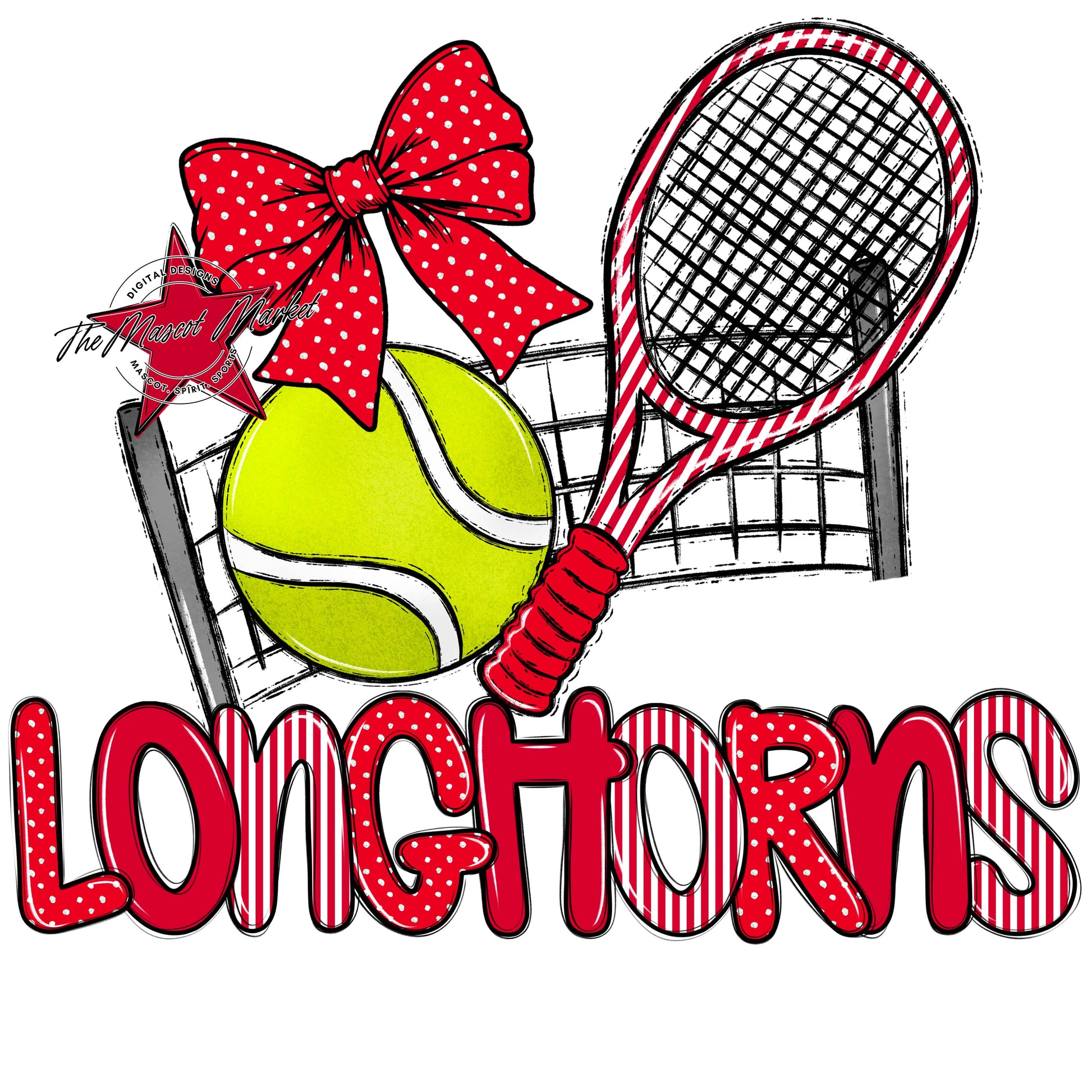 Longhorns Tennis Spirit Design-Red