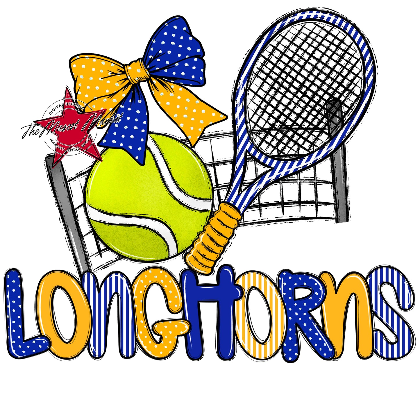 Longhorns Tennis Spirit Design-Royal Blue & Yellow