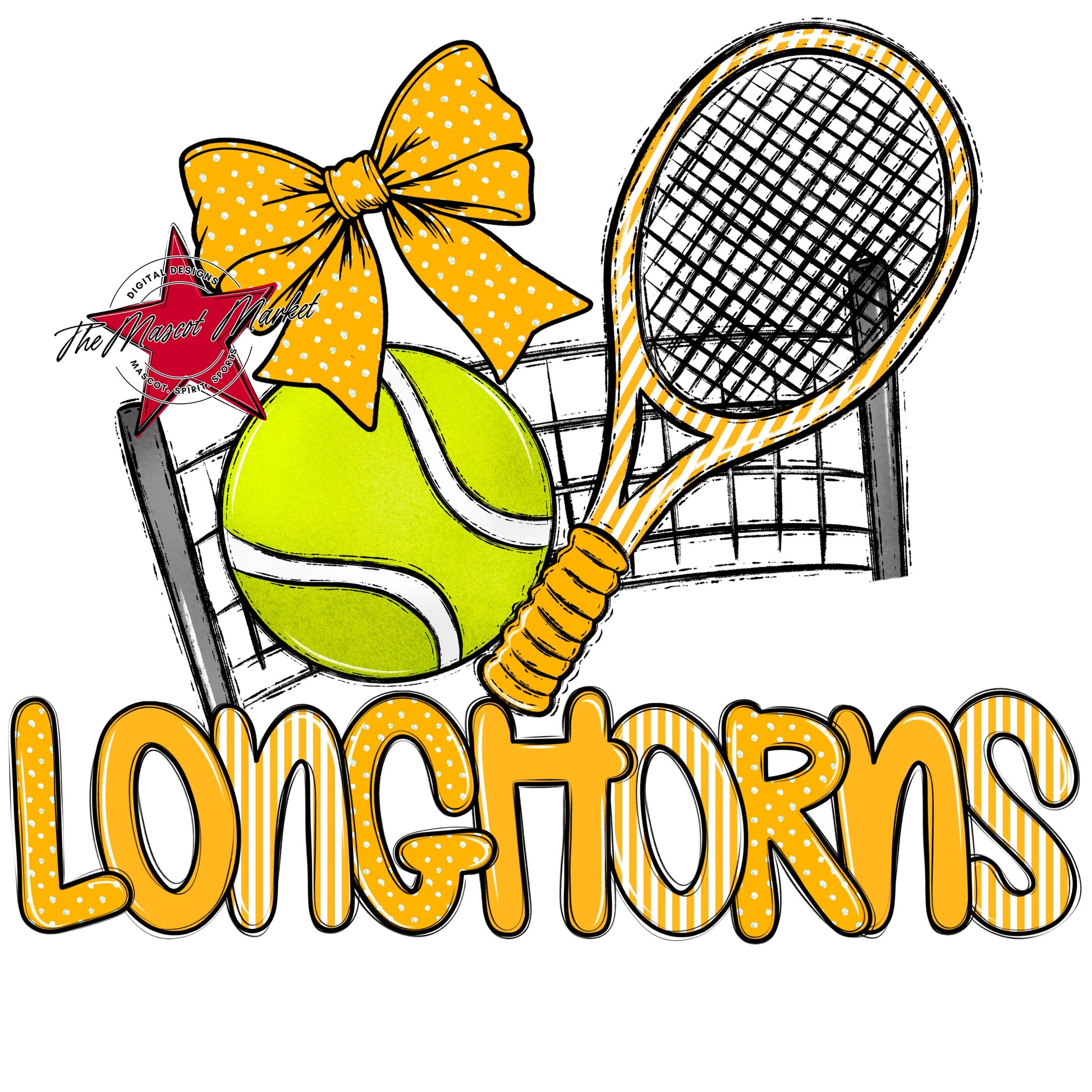 Longhorns Tennis Spirit Design-Yellow
