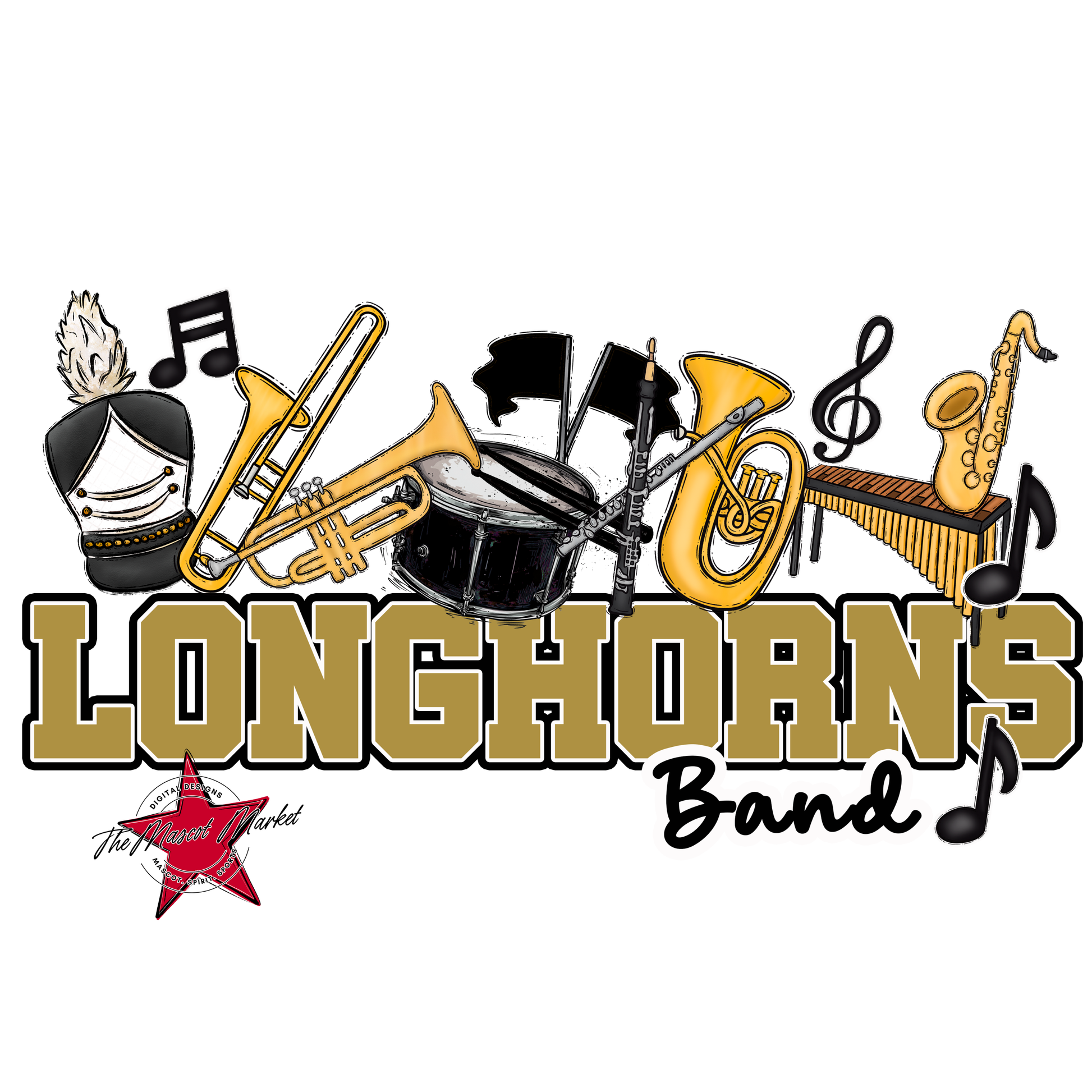 Longhorns Varsity Band-Gold